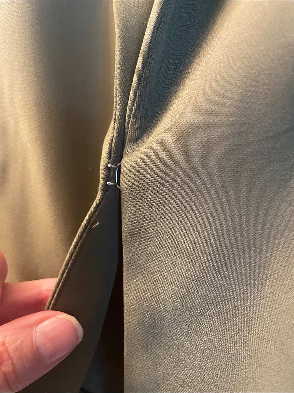 INC International Concepts Olive Green Longline Blazer with 3/4 Ruched Sleeves - Picture 4 of 7